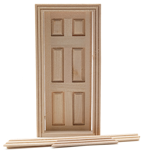 Dollhouse Miniature 1/2" Scale 6-Panel Door